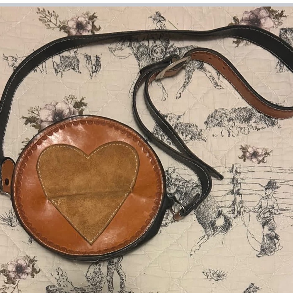 Custom Leather Canteen Purse with Roughout Heart Chap Pocket